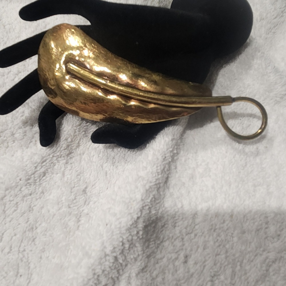 Vintage Hand Hammered Brass Belt Buckle Israel Artisans Statement Large Curved